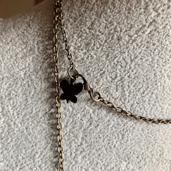 Antiqued Brass Blue Flower Under Glass Pendant New - Picture 6 of 13